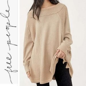 NWT Free People She’s a Keeper Mock Neck Top - Winter Wheat - Small